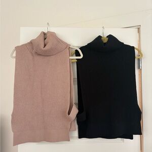 Anthropologie Cream and Black Turtleneck Sweater Vests
